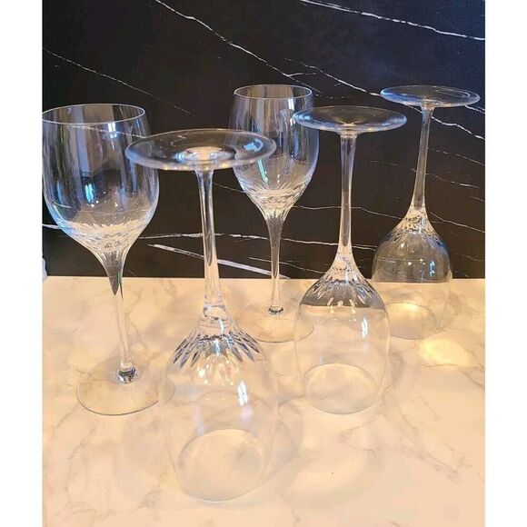 Rogaska Stemmed Crystal 8⅛" Water Goblets Glasses Set of (5) Dining Etched EUC - Picture 4 of 10